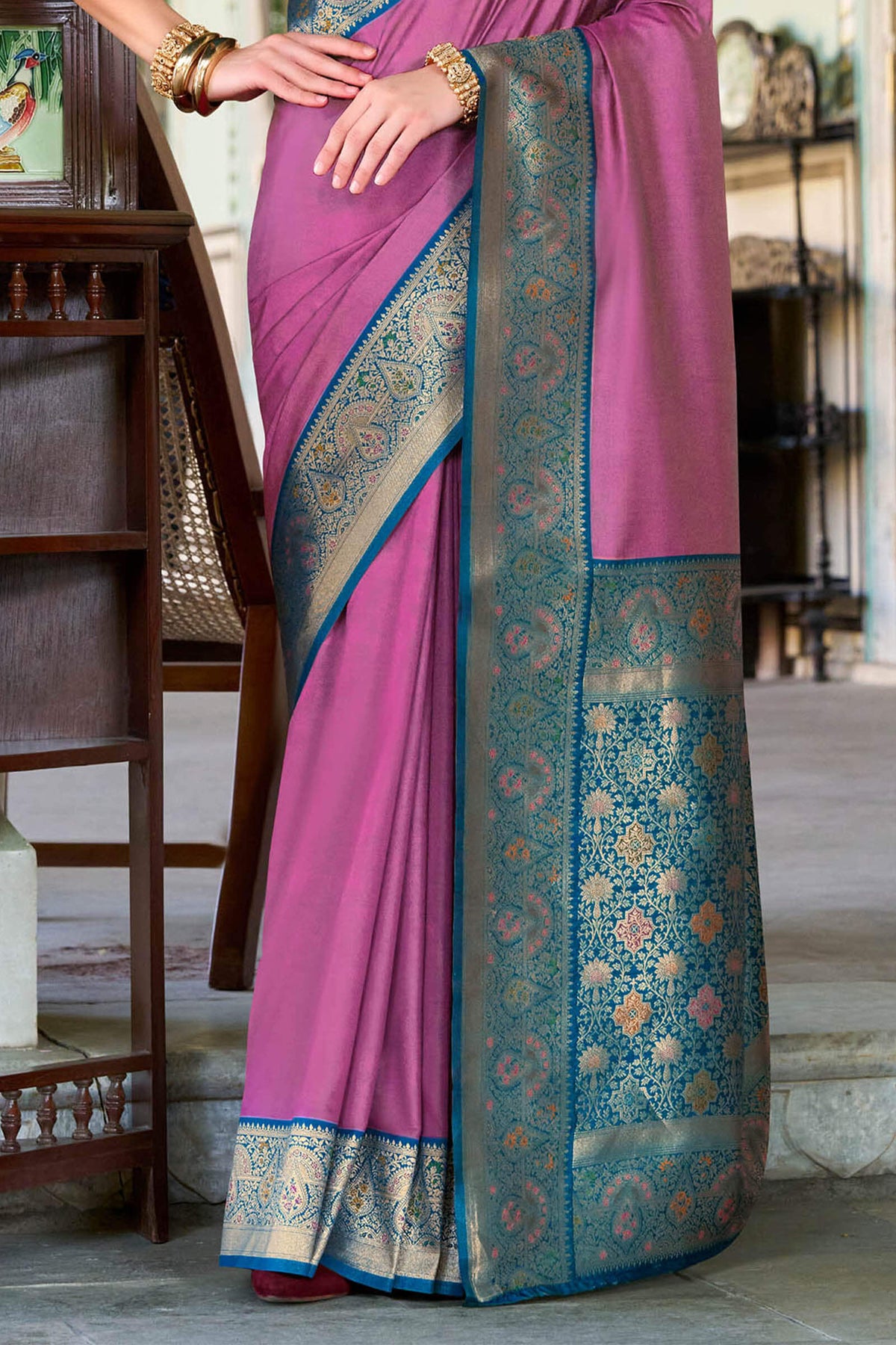 Tulip Pink Soft Silk Saree
