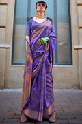 Twilight Blue Dual Tone Organza Silk Saree
