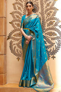 Venice Blue Kanjivaram Silk Saree