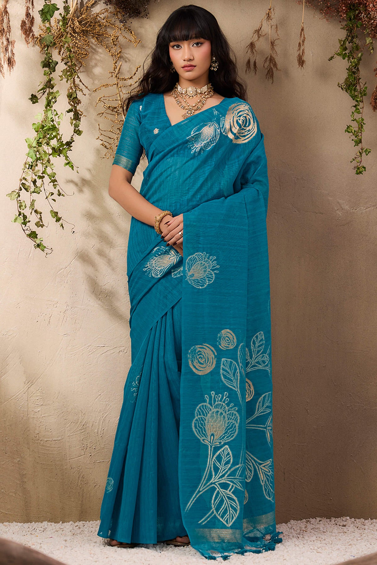 Venice Blue Munga Silk Saree