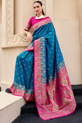 Venice Blue Soft Banarasi Silk Saree